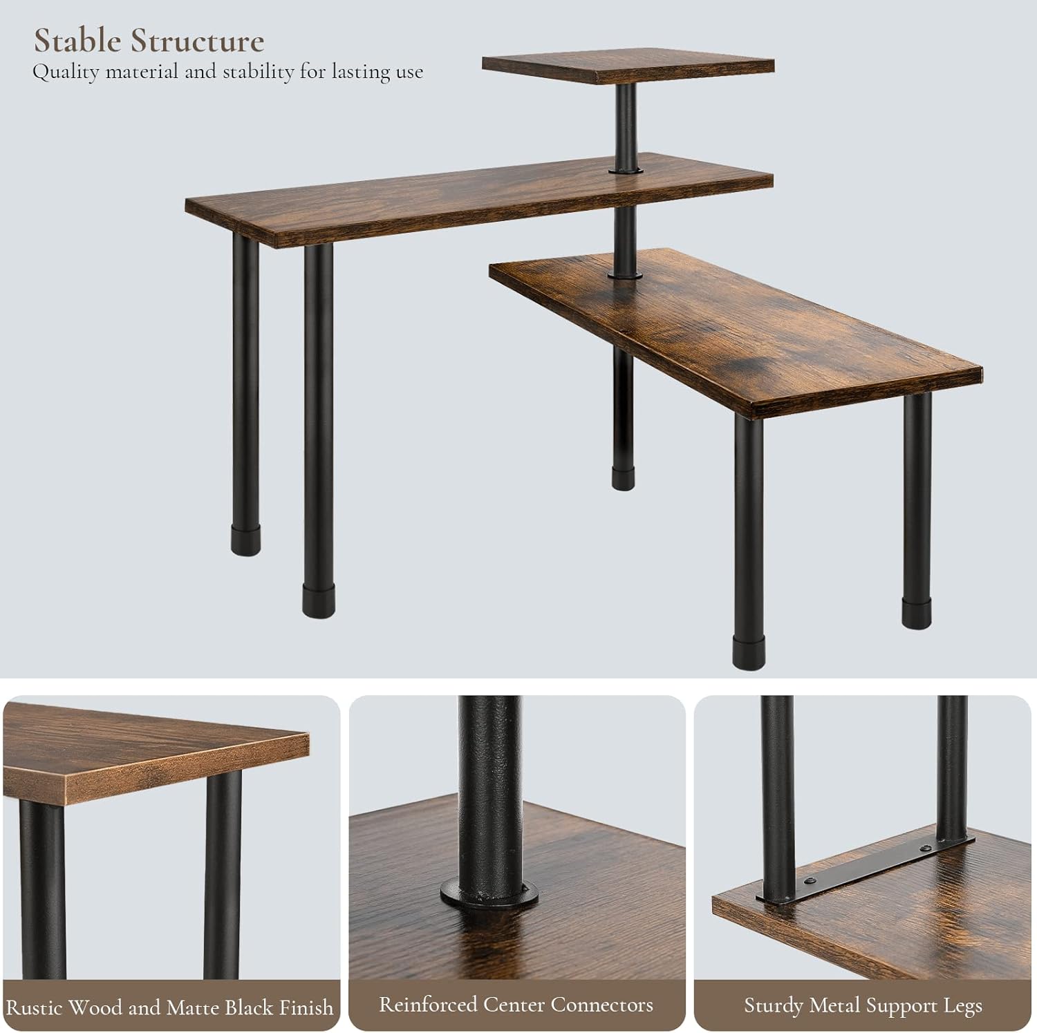 CARLA HOME 3-Tier Wooden Corner Shelf Kitchen Spice Rack Organiser Home Storage & Organisation