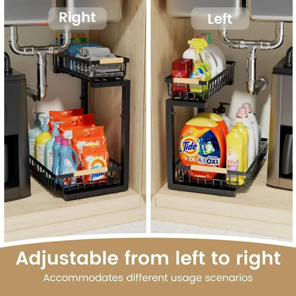 2 In Set Dish Drying Rack And Under Sink Organizer Rack, Large Dish Rack With Drainboard, 2 Tier Pull Out Cabinet Shelf For Kitchen Storage