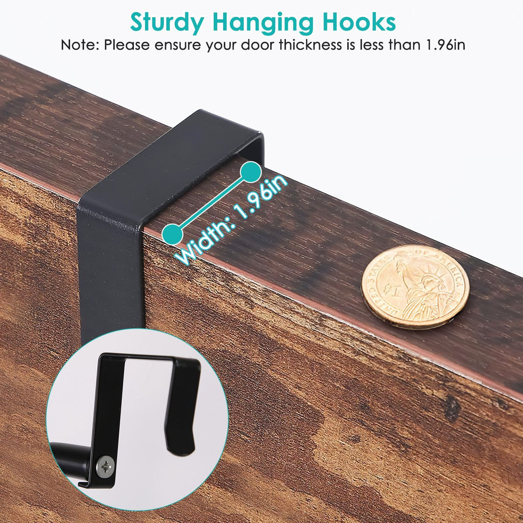 1Pc 6 Tier Over Door Pantry Organizer Hanging Hooks Door Storage Rack Carbon Steel Basket 62.99in Over Door Shelf For Kitchen Bathroom